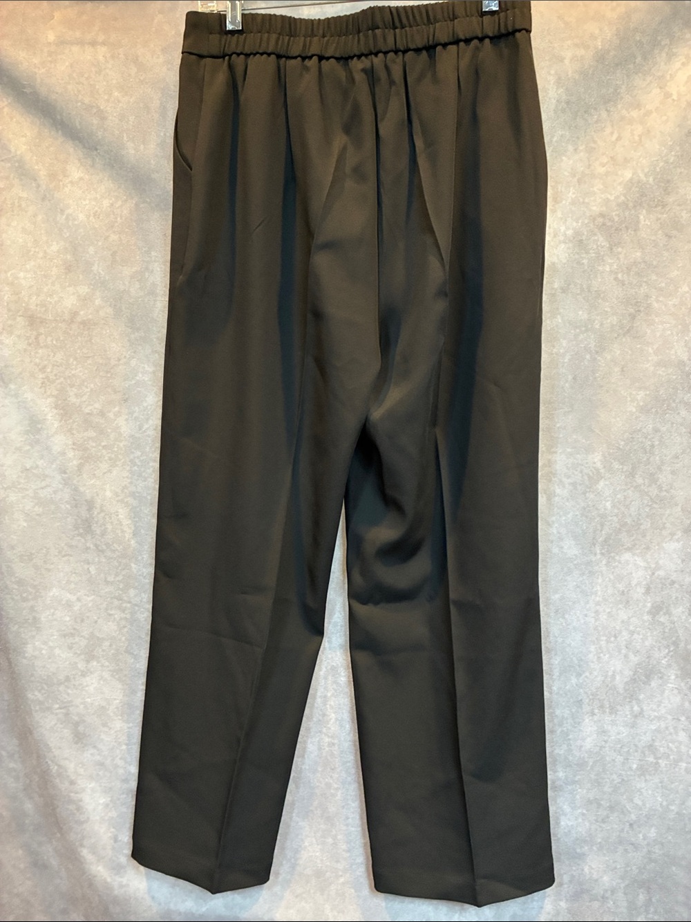 Wide Leg Black Women's Trousers with Front Pleats - Picture 5 of 6